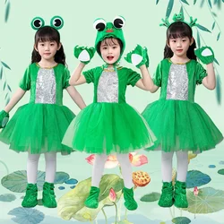 Halloween Adult Children's Boy Girls Animal Cartoon Green Frog Costumes Dress Performance Dance Performance Clothes Cosplay