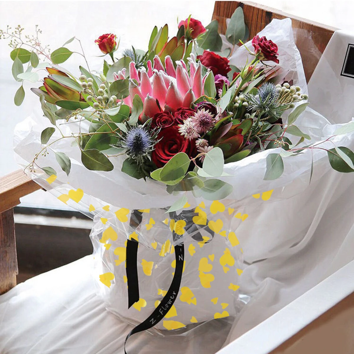 

Flower Wrapping Paper Party Favors Wrappers Bouquet Packaging Plastic for Heart Wraps Gift
