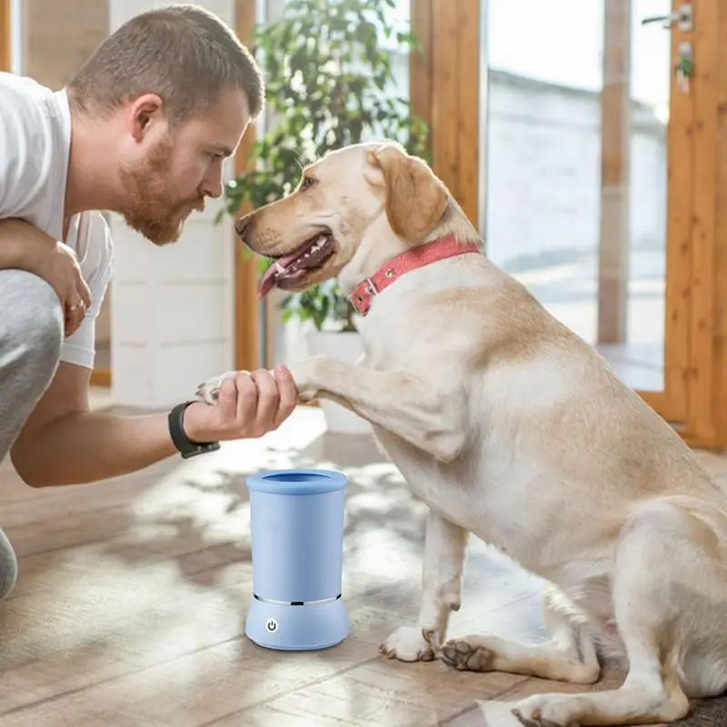 Limpiador de patas eléctrico para mascotas, limpiador de pies para perros y gatos, recargable por USB, para interiores, elimina el polvo, la suciedad, el pelo