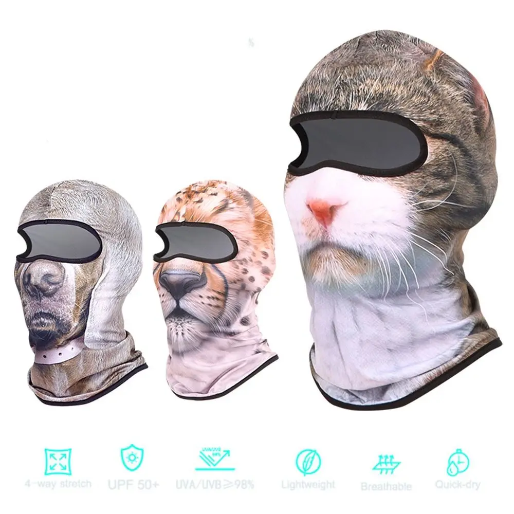 Multi-Functional Portable 3D Animal Face Mask Breathable Soft Face Cover Cooling Cat/Dog Printed Cute Animal Balaclava Skiing