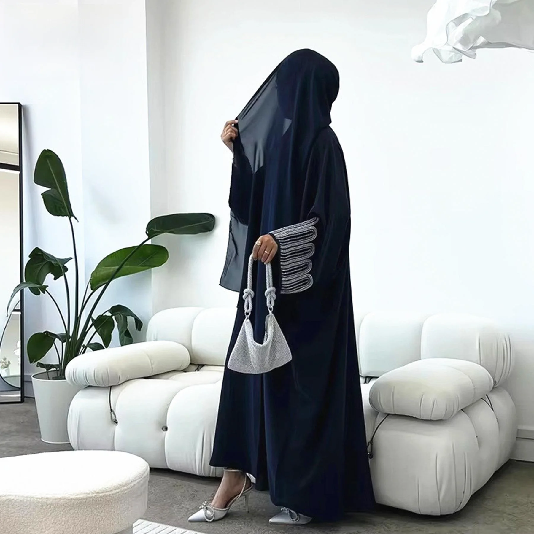 

Мужской кардиган-роба Lo2024tiktok Faion Patchwork Dubai Ele с бисером, длинный рукав, осенняя коллекция LR86