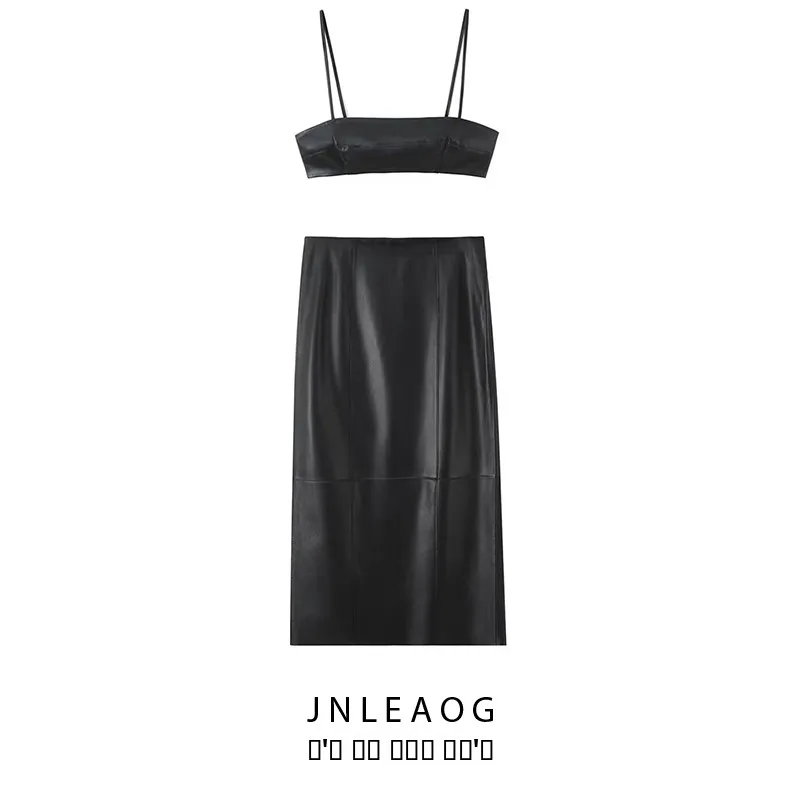 

Faionable Pure Leather ter Ne Юбка Женская осенняя новинка Sle Универсальный дизайн Комплект из двух предметов Европейский Sle