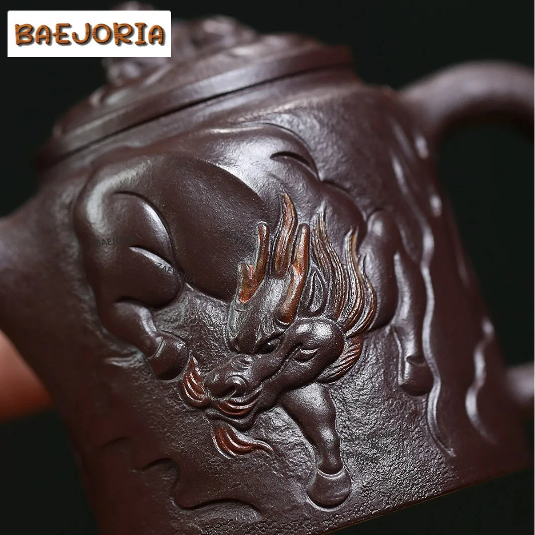 BAEJORIA 190ml Ancient Yixing Purple Clay Teapots Handmade Auspicious Beast Pot Raw Ore Purple Mud Kettle Chinese Zisha Teaset view 3