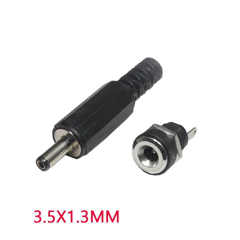 【10-5PCS】(5Pairs) 3A 12V 5.5x2.1mm Plastic Male Plugs DC022 DC Power Socket Female Jack Screw Nut Panel Mount Connector 5.5*2.