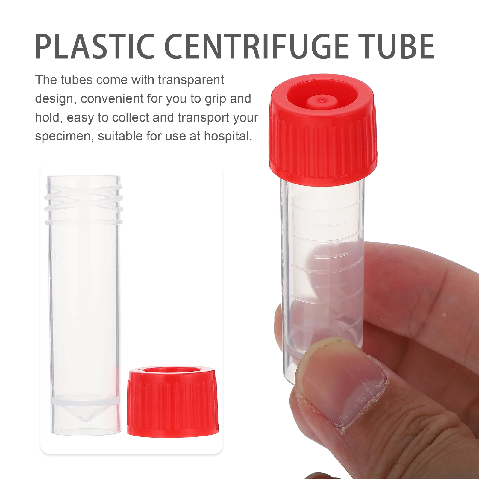 

20pcs Disposable Testing Tubes Plastic Sample Tubes For Hospital Use Leak Proof Specimen Storage Blood Testing