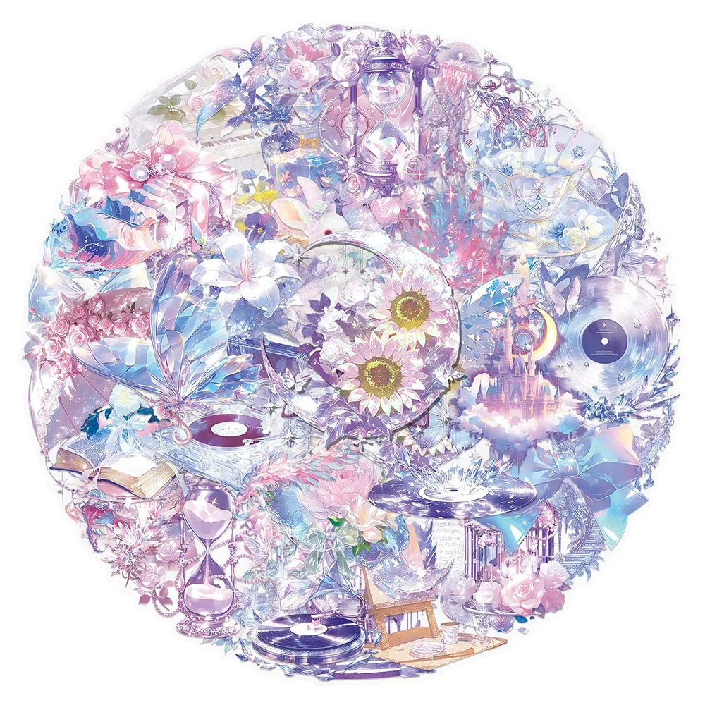 10/30/50pcs Transparent Cute Dreamy Crystal Graffiti Stickers INS Style Aesthetic Sticker DIY Suitcase Phone Cartoon Decals Pack
