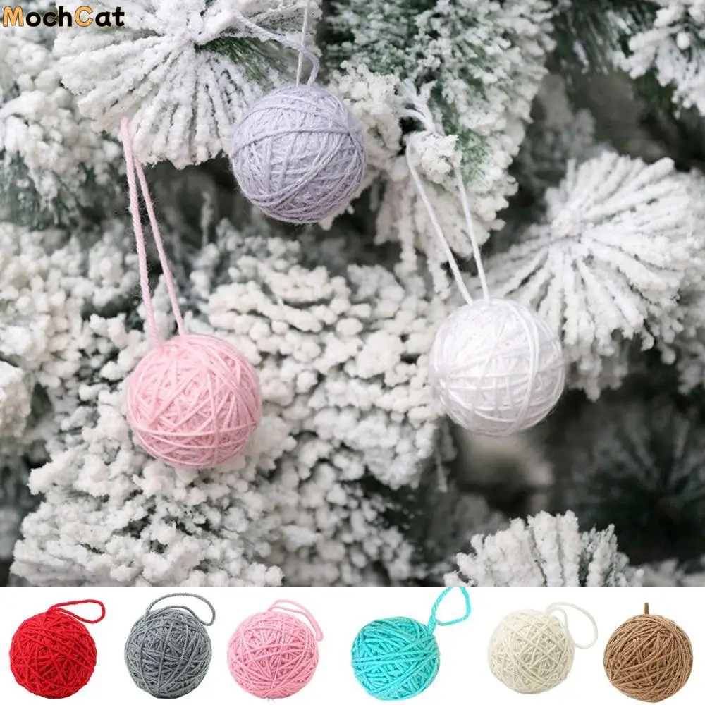 

Creative 1.97inch Christmas Yarn Ball Hand-wound Decorative Christmas Woolen Ball Colorful Hanging Christmas Tree Pendant Party