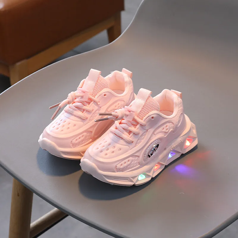 Children Glowing Sneakers Boys Led Lighted Casual Shoes 2023 Spring Autumn Candy Color Breathable Kids Shoes Girls Sports Shoes