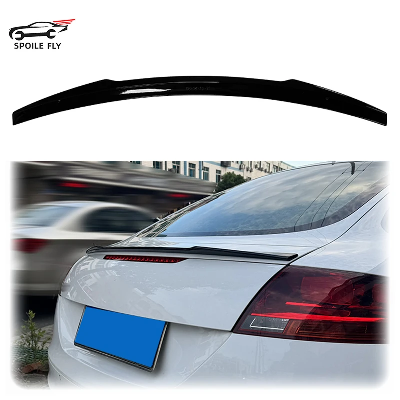 

High Quality ABS Car Rear Wing Spoiler Glossy Black Carbon Fiber Look For Audi TT Mk2 8J 2008 2009 2010 2011 2012 2013 2014