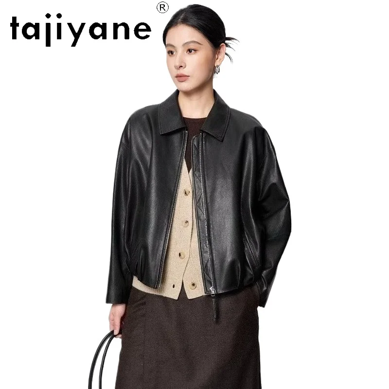 TAJIYANE Giacche in Pelle di Pecora da Donna, Cappotto Corto Casual di Alta Qualità in Vera Pelle, Abbigliamento Autunnale 2026, дубленка женская