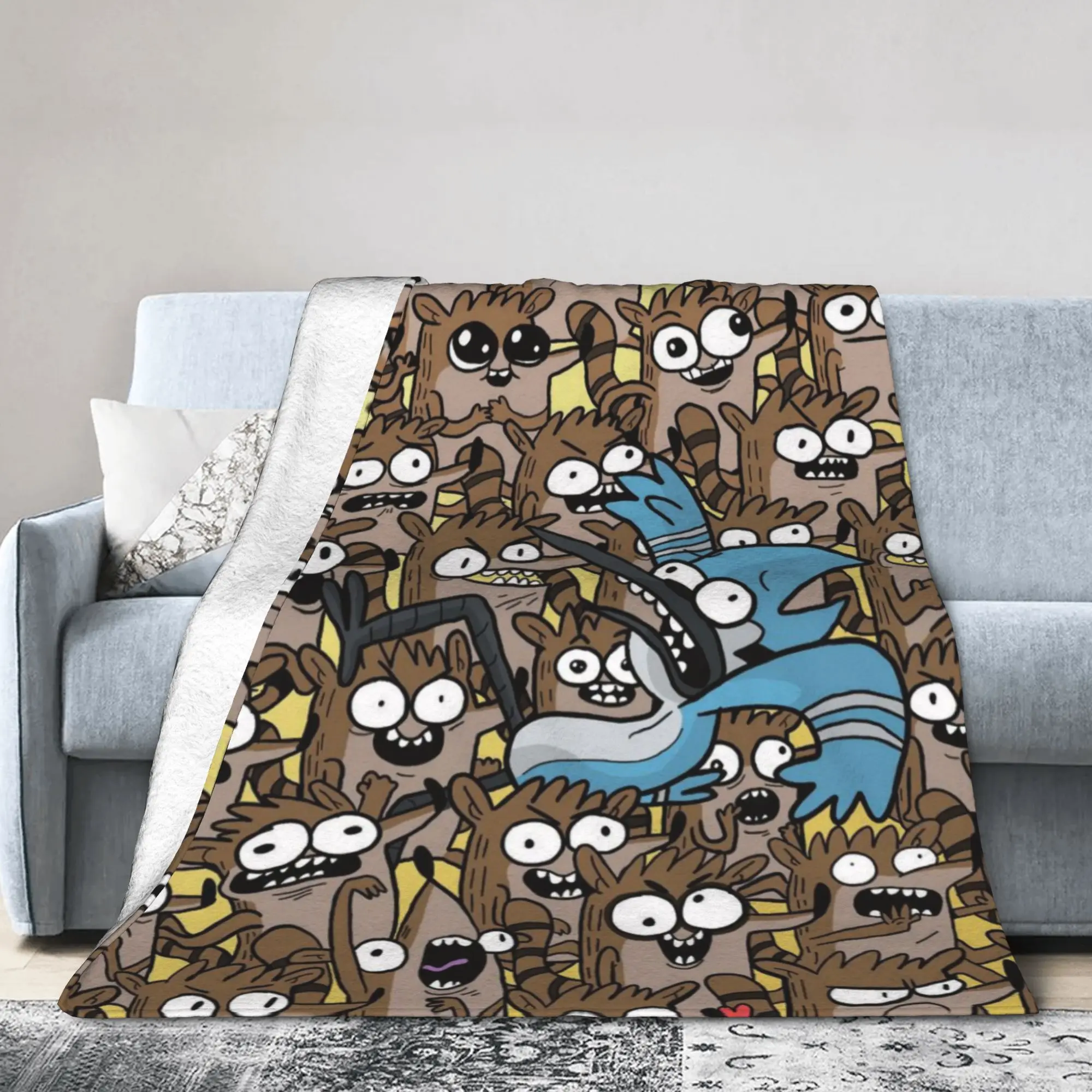 Picture 4: Mordecai and Rigby R-Regulars Anime Show Throw Blanket for Couch  Fuzzy Soft Plush Blanket Multi-size Bedspreads for All Seasons