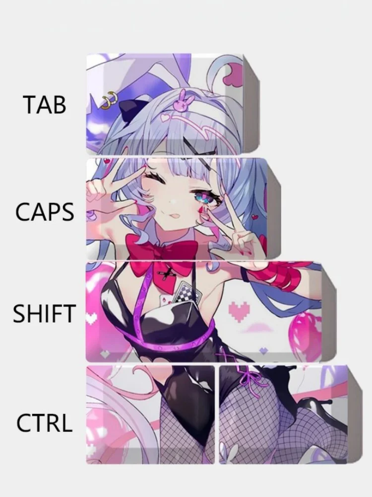Klawisze do klawiatury mechanicznej z motywem Rabbit Hole, anime, Cherry PBT, personalizowane, urocze, akcesoria do klawiatury PC, prezent dla graczy, kreskówkowe. — zdjęcie produktu 7