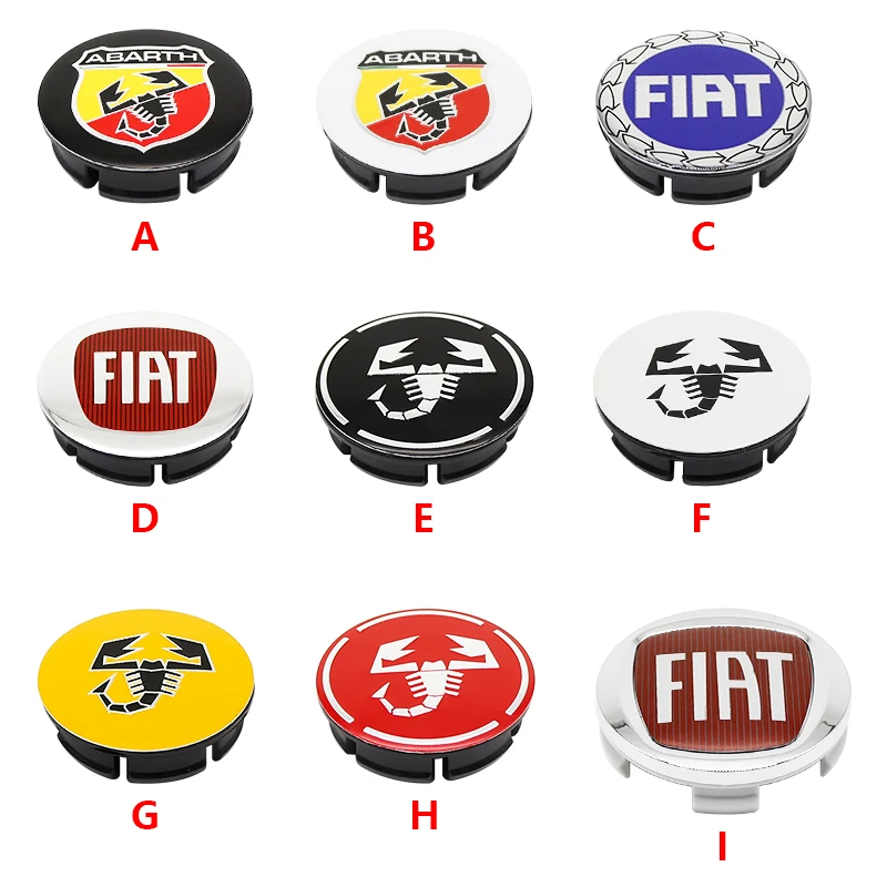 4pcs 3D 50mm 60mm logo car emblem Wheel Center Hub Cap auto Rim refit dust-proof badge covers emblem accessories For FIAT Abarth