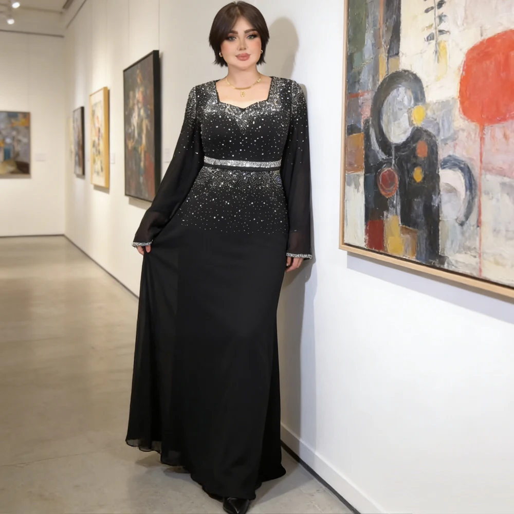

Luxury Diamonds Abaya Dubai Kaftan Woman Muslim Evening Party Dresses Ramadan Eid Djellaba Caftan Marocain Femme Robe Vestidos