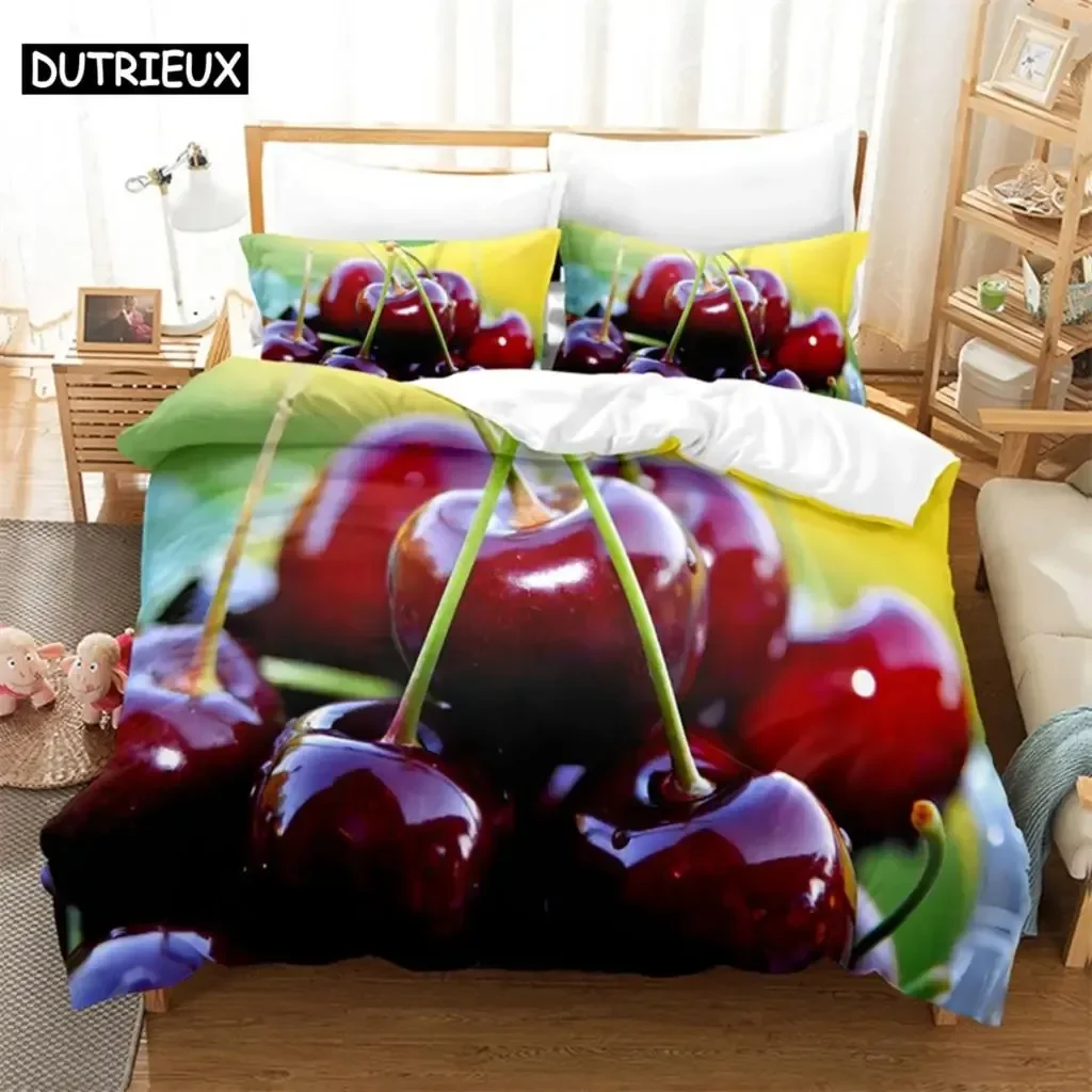 

Red cherry Comfortable Duvet Quilt Cover Pillowcase Bedding Set Children Bedroom Decoration Home Textile
