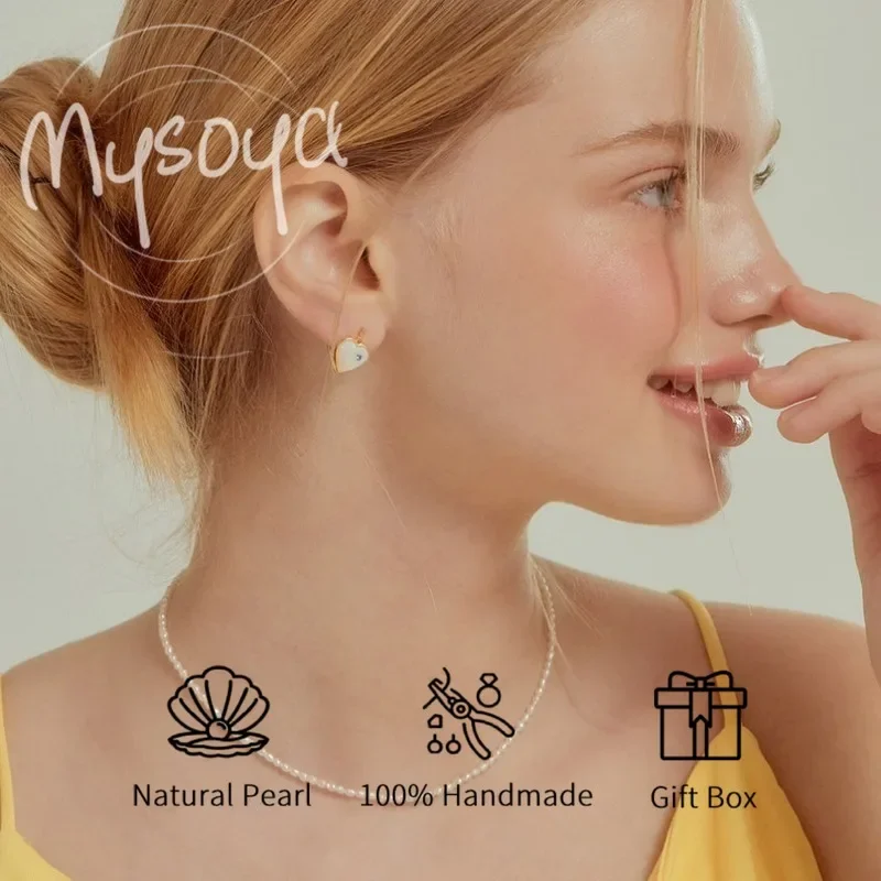 

MYSOYA ожерелье из белого рисового пресноводного жемчуга в стиле барокко 3-4 мм с подарочной коробкой для нее/юма на день рождения/свадьбу/рождественский подарок