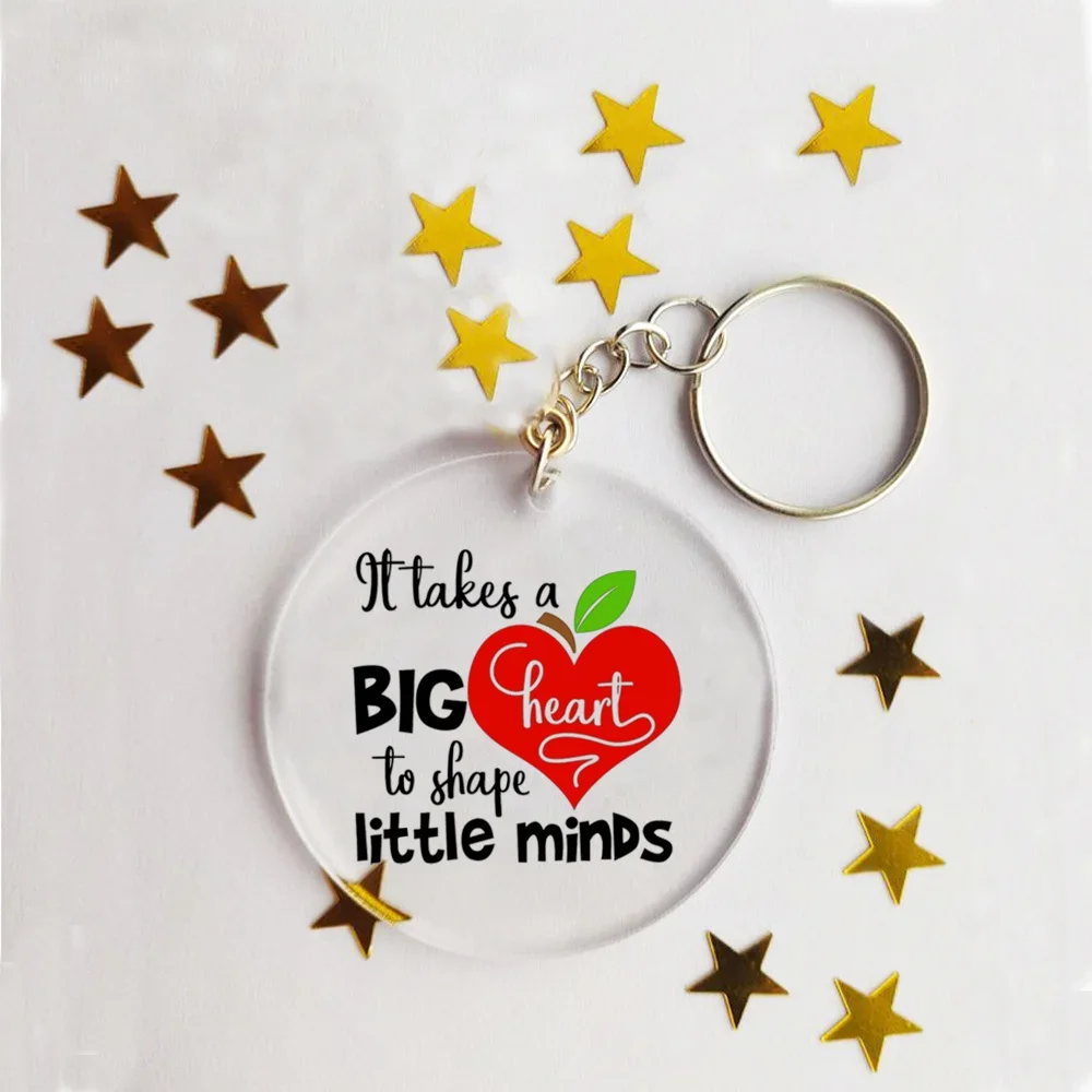 It Takes A Big Heart To Shape Little Minds Teacher\'s Day Keychain Thank You Teacher Key Chain Memorial Gift for Teacher