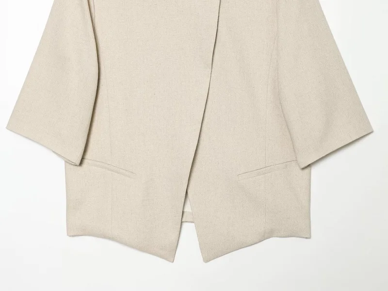 MUJER Büro-Cropped-Blazer für Damen, zweireihiger Freizeitblazer, kurzärmelige figurbetonte Jacken für Damen, neu in der Kategorie Oberbekleidung – Detail 7