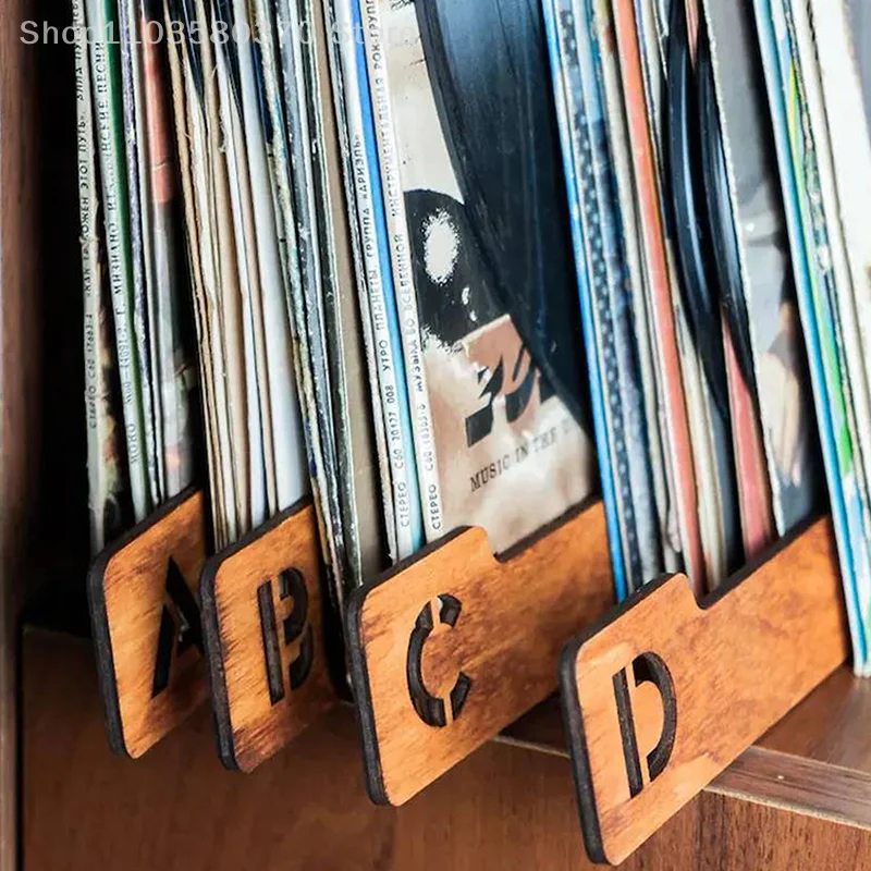 26Pcs Wood Vinyl Record Dividers A-Z Alphabetical Vinyl Record Storage Dividers Record Holder Organizer Guides