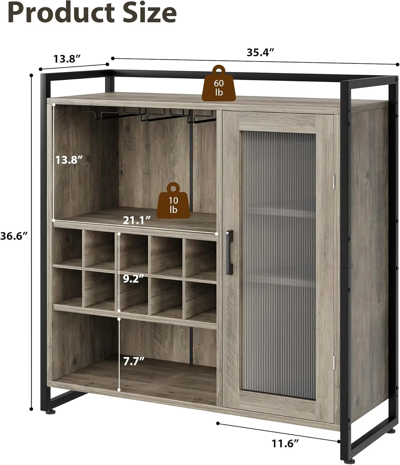 Wijnbarkast Met Afneembaar Wijnrek, Koffiebar Met Glashouder, Drankkast Dressoir En Buffetkast Met Acryl