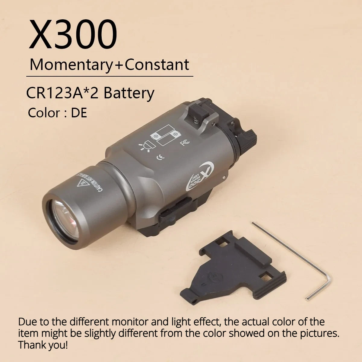 Surefire Tactical X300 Flashlight Fit 20mm Rail Hunting Outdoor Scout Light White LED and Two Way Switch