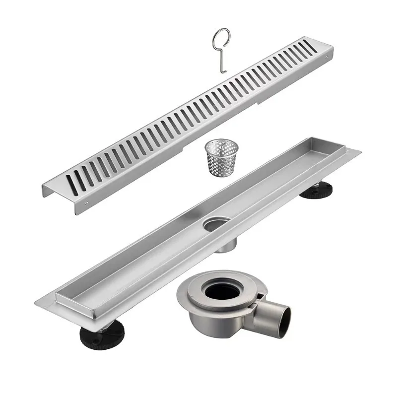 Bathroom stainless steel 304 linear shower drain with 360 degree rotating siphon