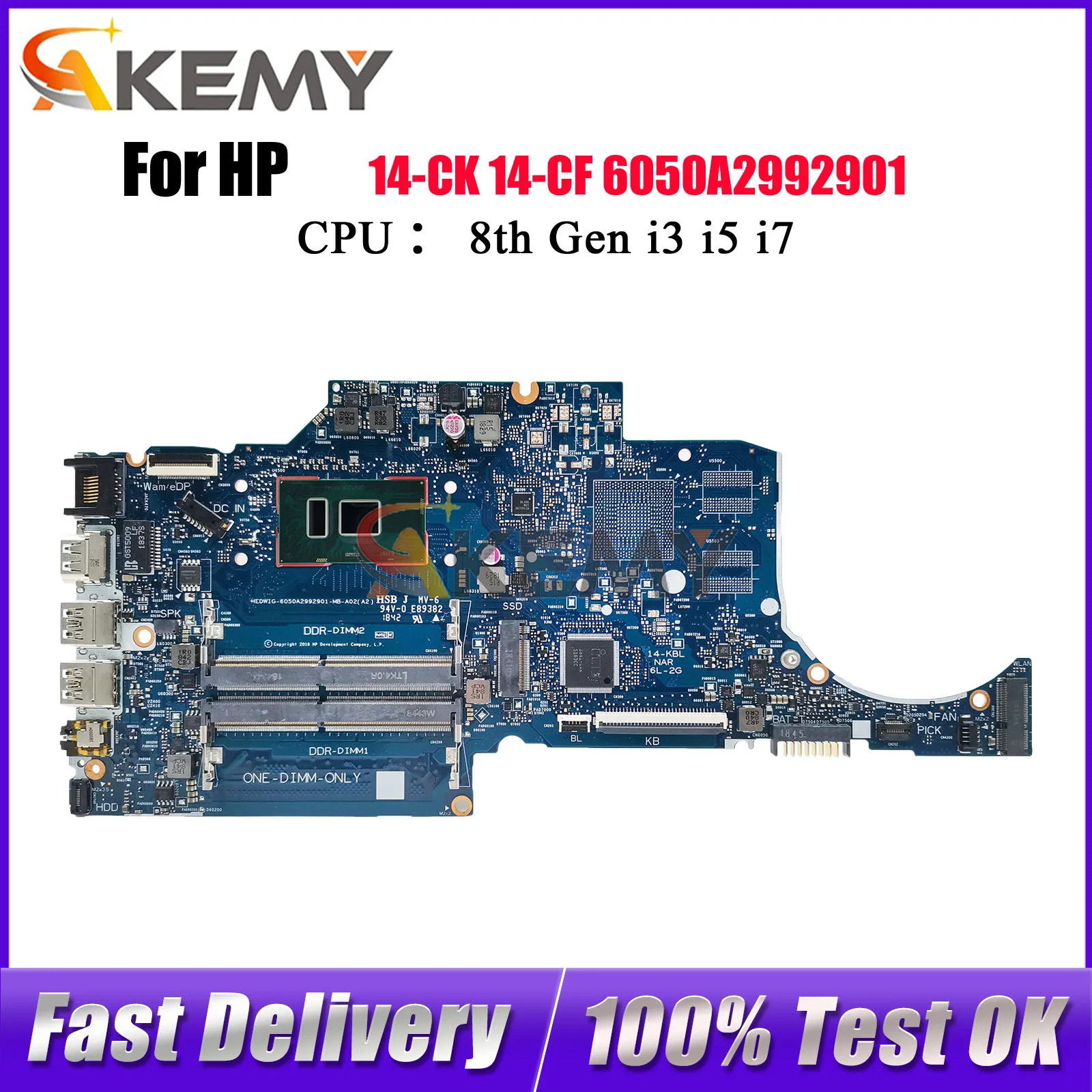 

6050A2992901 для ноутбука HP 14-CK 14-CF 240 G7, материнская плата L24459-601 L24460-601 с процессором i3 i5 i7 UMA DDR4, 100% полностью протестирована
