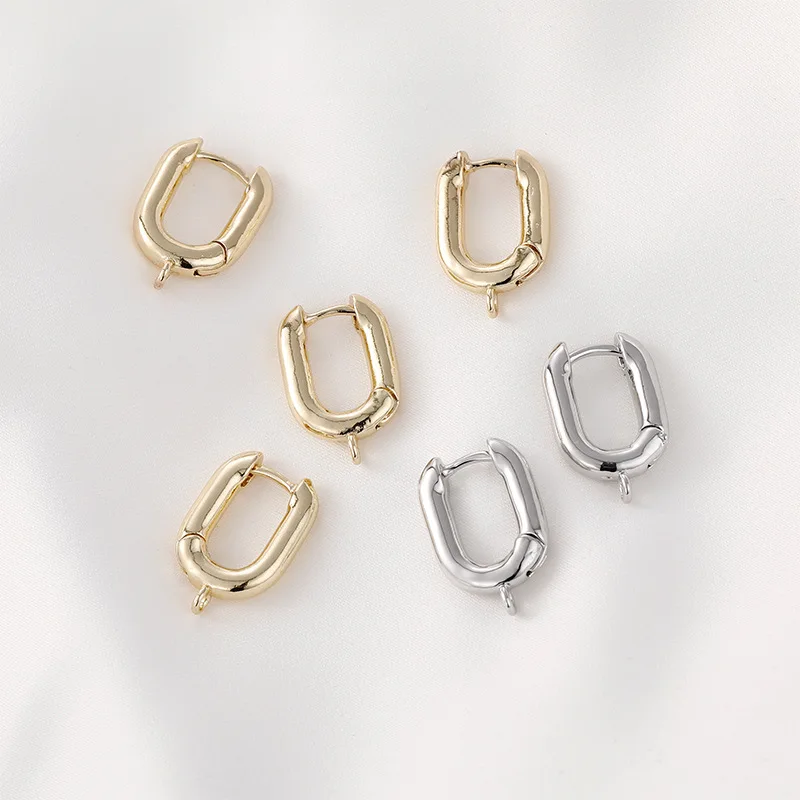 14k Gold-plated Real Gold, French U-shaped Small Ear Buckle with Hanging Earrings DIY Earrings Earrings Accessories Material