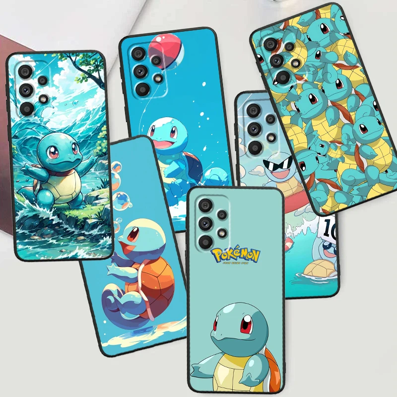 Pokemon Johnny Turtle Cute For Samsung Note 20 10 Ultra Plus A31 A14 A12 A70 A34 A25 A04 A05 A15 A24 5G Black Soft Phone Case