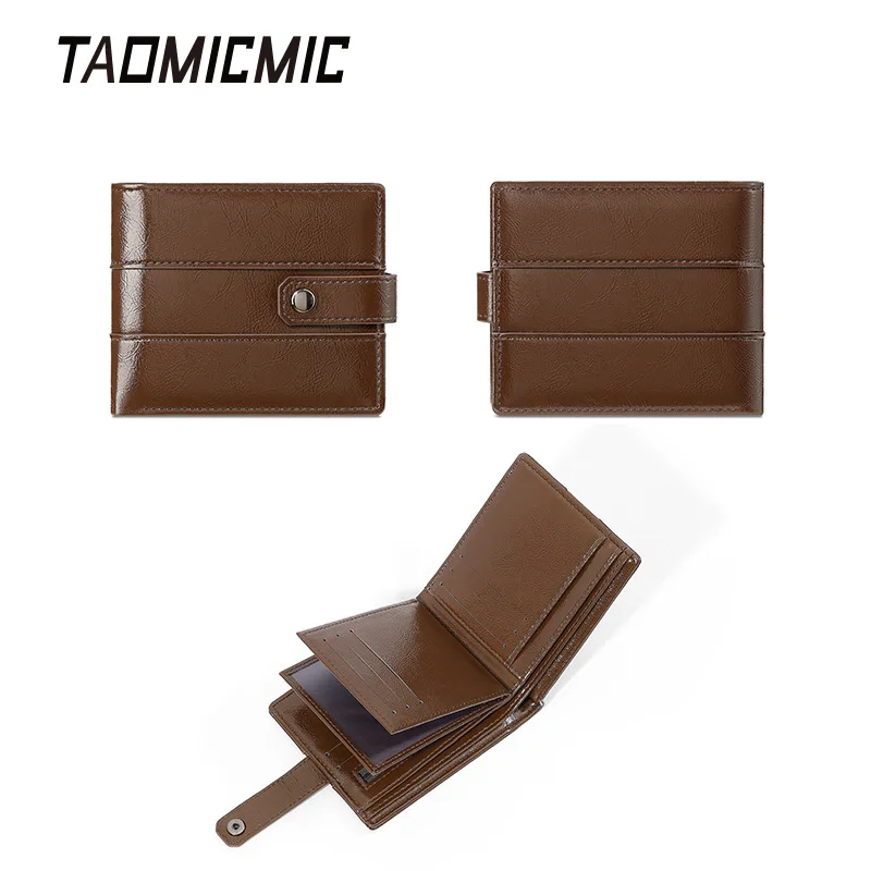 محفظة رجالية قصيرة ثنائية الطي PVC ريترو النمط الأوروبي والأمريكي فتحة بطاقة متعددة محفظة نسائية للعملات المعدنية الراقية مشبك المال الإحساس