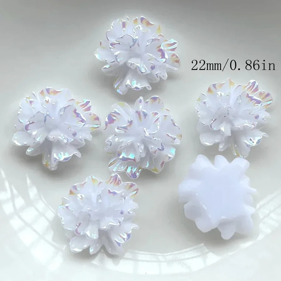 10pcs White ab 22mm flower Flat back DIY accessories Hair jewelry Making Phone decoration Scrapbook arts and crafts decoration