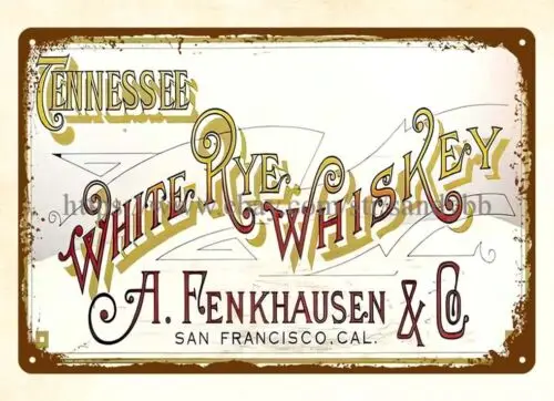 Tennessee White Rye Whiskey metal tin sign advertising wall art