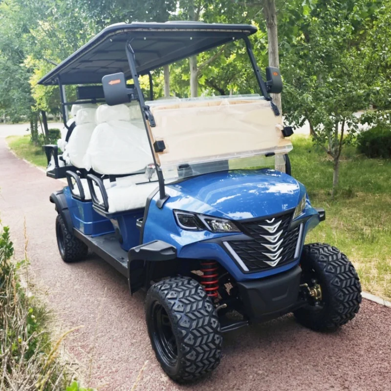 6 Seat Electric Golf Cart 60V 4KW High Power Off-Road Hunting Car For Golf Course With Seat With Headrest 14-Inch Off-Road Tires