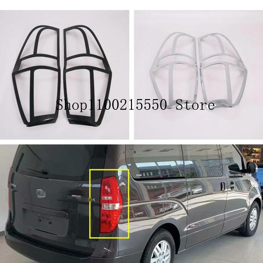 

For Hyundai Starex H-1 H1 2018 2019 2020 2021 2022 Car ABS Chrome Cover Trim Back Tail Rear Light Eyebrow Lamp Frame Parts 2PCs