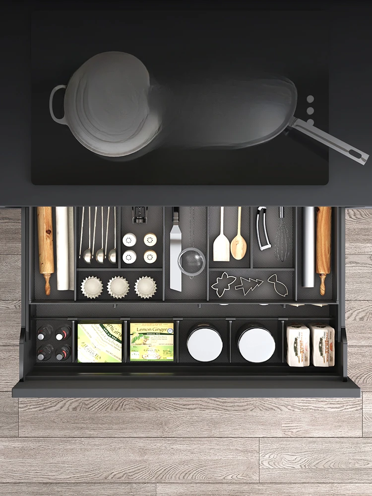 Pulling basket, kitchen cabinet, aluminum alloy tool, double-layer drawer cabinet, storage of tableware, food storage