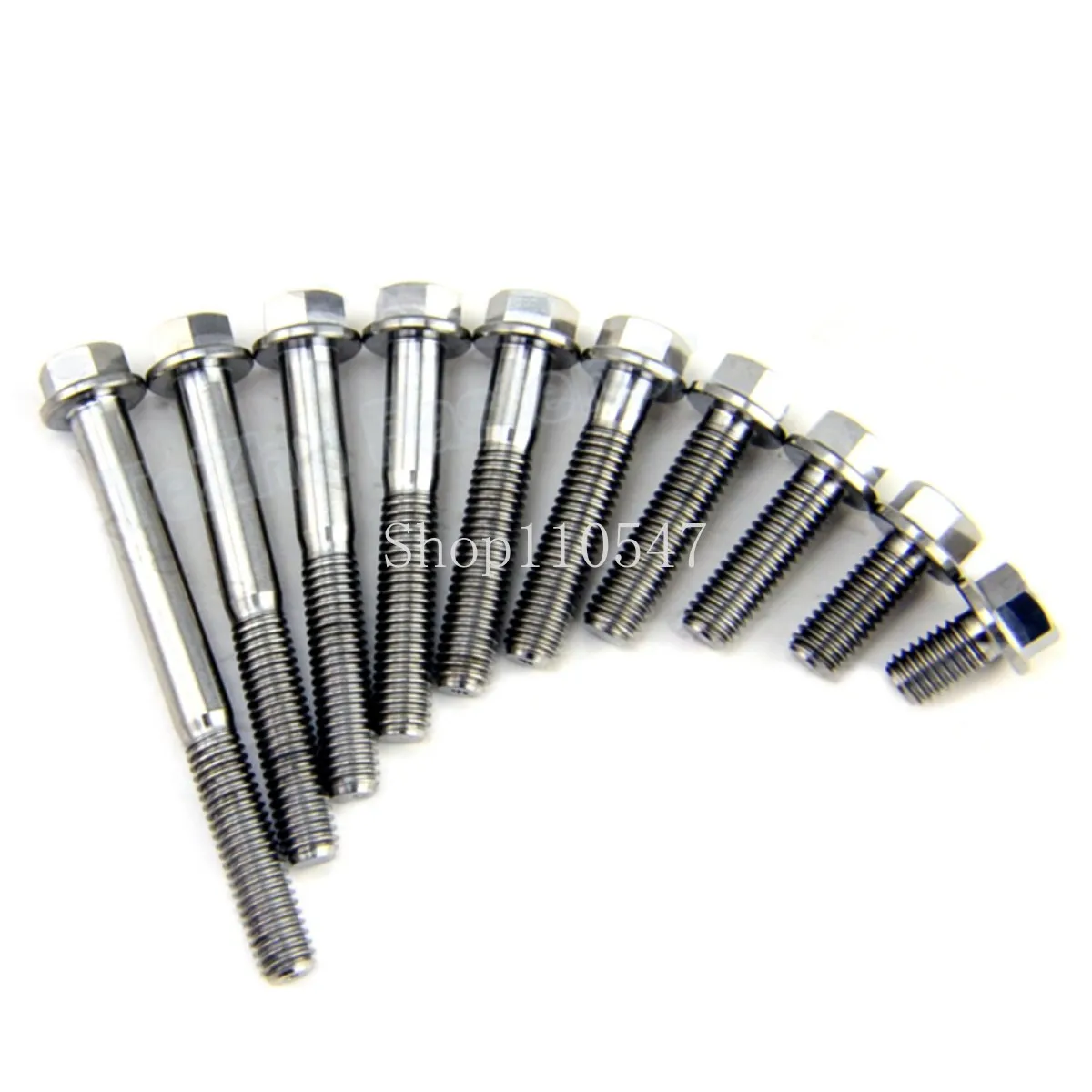 2pcs Silver Titanium Bolt Flange Head External Hexagon Hex Head Screw GR5 Material M6 M8 X 10/15/20/25/30/35/40/45/50/55/60mm