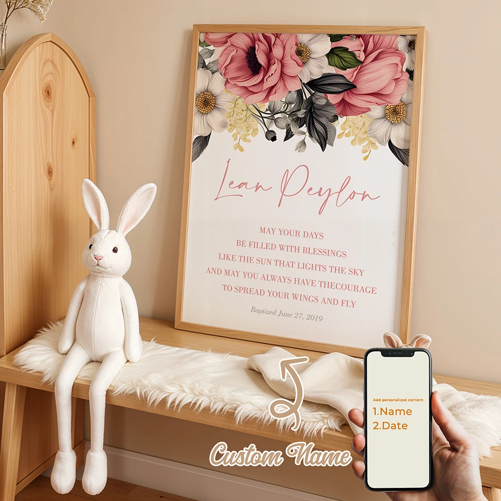 

Personalized Wish You Courage Baptism Gifts Custom WallArt Printmaking Canvas Painting Poster Picture LivingRoom Home Decoration