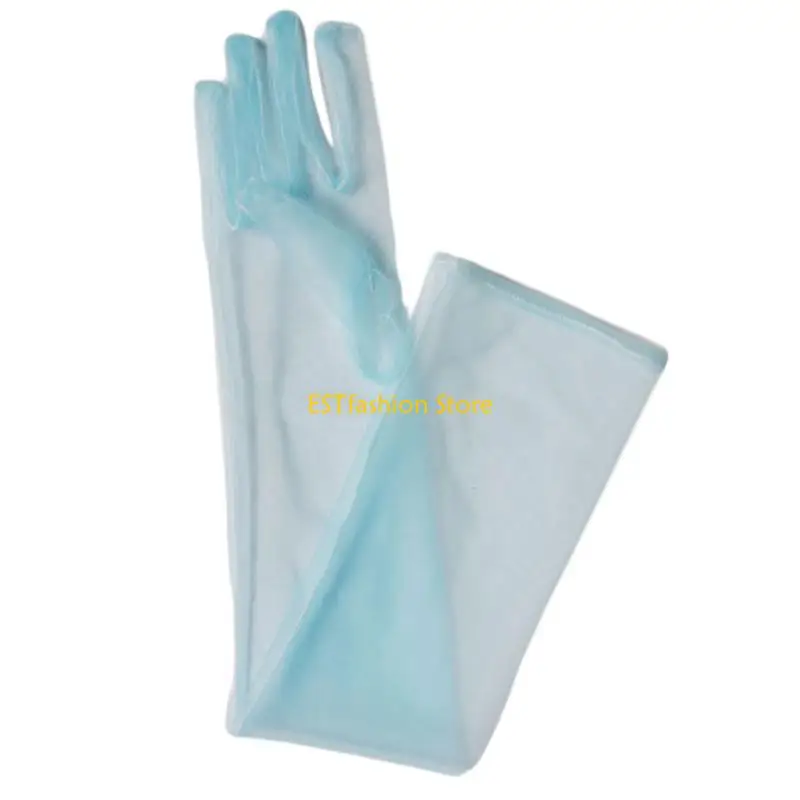 

Y5GC Fashion Long Sheer Tulle Gloves 55cm Full Finger Dress Gloves for Bridal Wedding