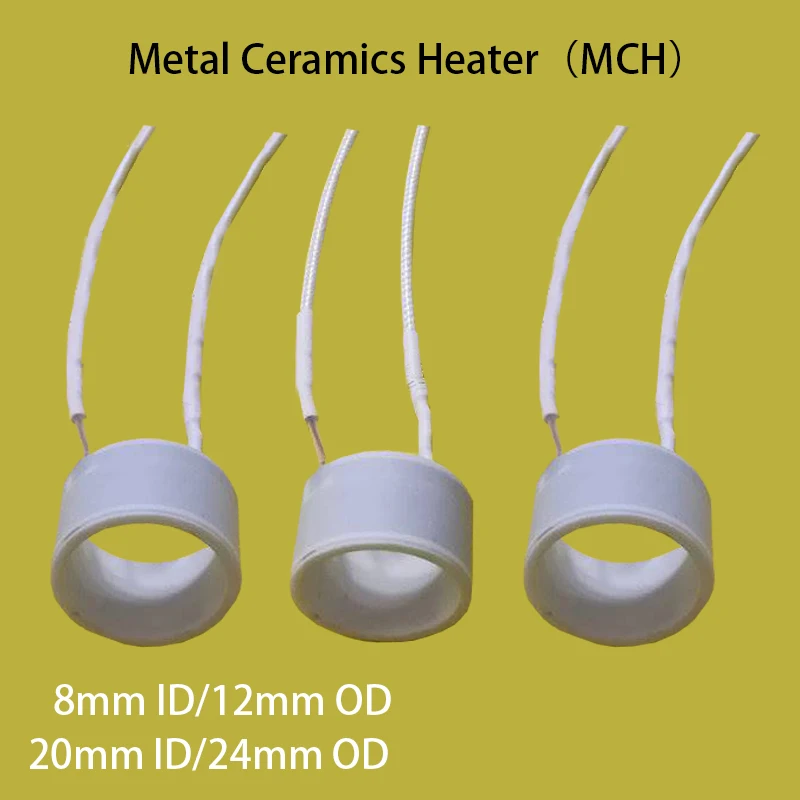 8/14/20mm ID 12/18/24mm OD 3.7V/5V/12V/24V HTCC Alumina AL2O3 PTC Annular Hollow Tube Heat Cartridge MCH Metal Ceramics Heater