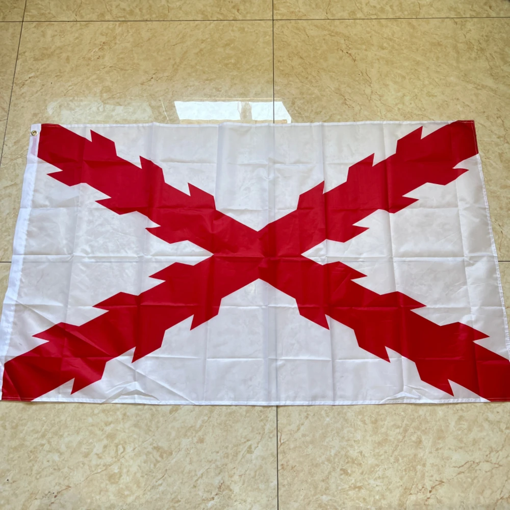 Burgundowa flaga krzyżowa 90 * 150 cm Wiszący poliester z nadrukiem poliestrowym Burgundowa flaga krzyżowa Hiszpańskiego Imperium flagi dekoracyjne