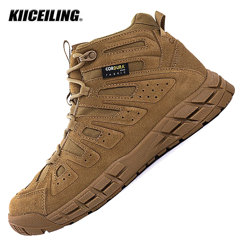 KIICEILING HL, Cow Leather, Mens Boots, Combat Desert Tactical Boots, Safety Shoes, Motorcycle Boots, Boots Men, Shoes for Men