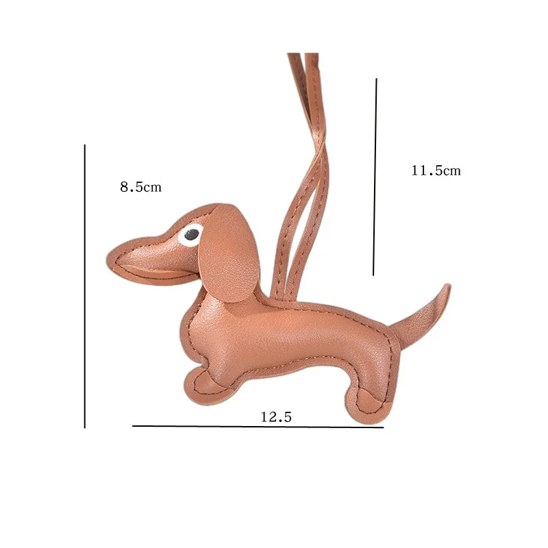 Fashion PU Leather Dachshund Bag Pendant Cute Puppy Key Chain for Women Colorful Standard Dachshund Dog Car Keychain Accessories