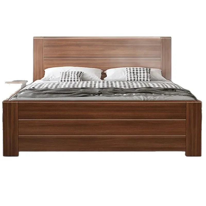 

Solid wood bed Modern simple double bed Thickened wooden bed