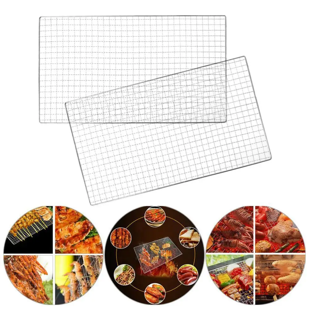 Rejilla de acero inoxidable para barbacoa, rejilla de 40x24cm, estilo japonés y coreano, suministros de cocina, herramientas de pícnic para exteriores