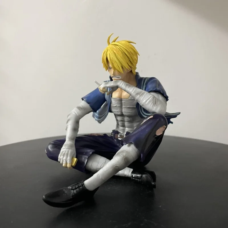 New 12cm One Piece GK Wings Battle Damaged Sanji Burning on Fire Series 2nd Statue Model Boxed Figure