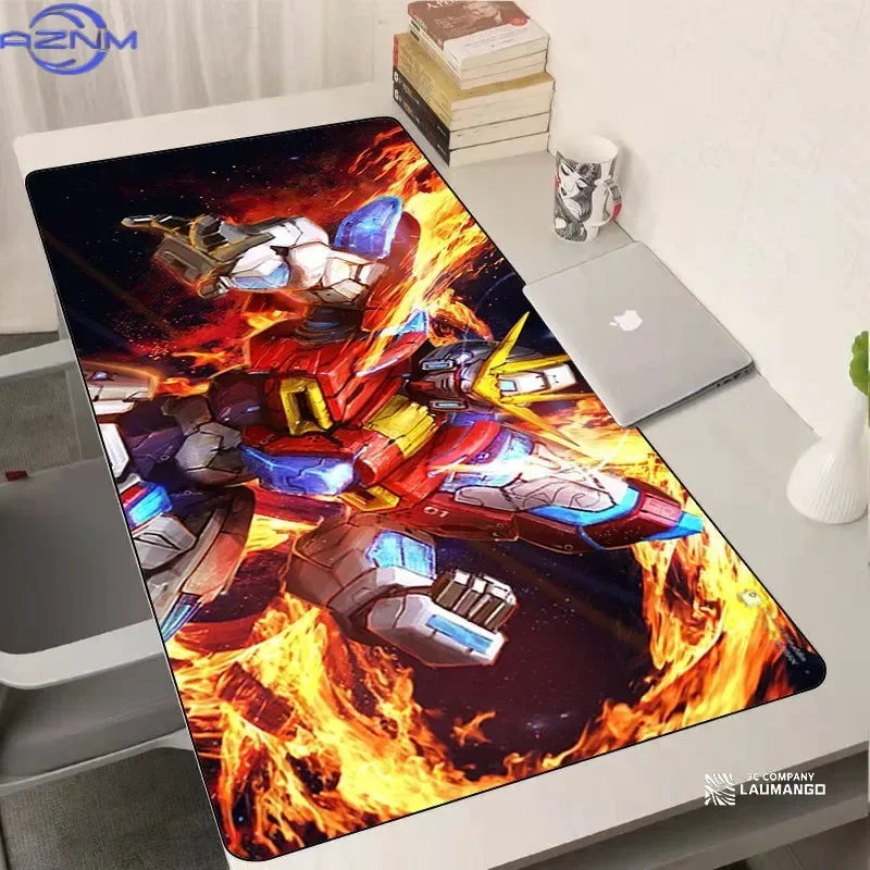 Bright Blue Pop Art Sci-Fi Mecha Themed Large Mousepad, Rubber Non-slip Gaming Desk Mat, Waterproof HD Print Keyboard Table Prot