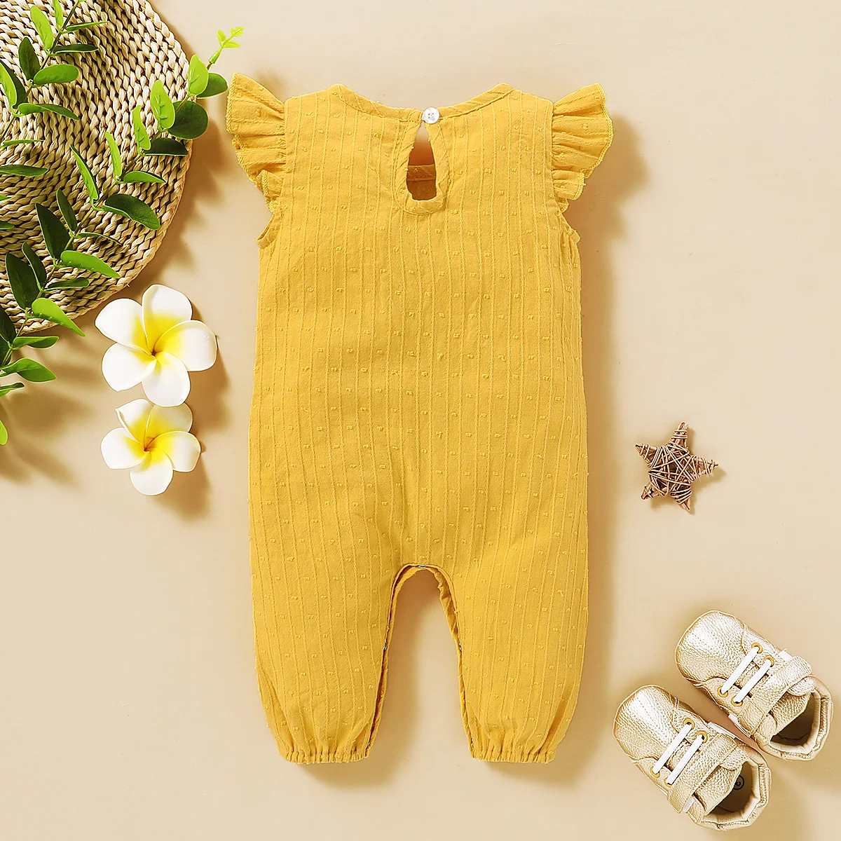 Baby Girl Ruffle Sleeve Romper Newborn Baby Casuals Clothes Summer Cute Bodysuit Jumpsuit Baby Girl Clothing for 0-18 Months