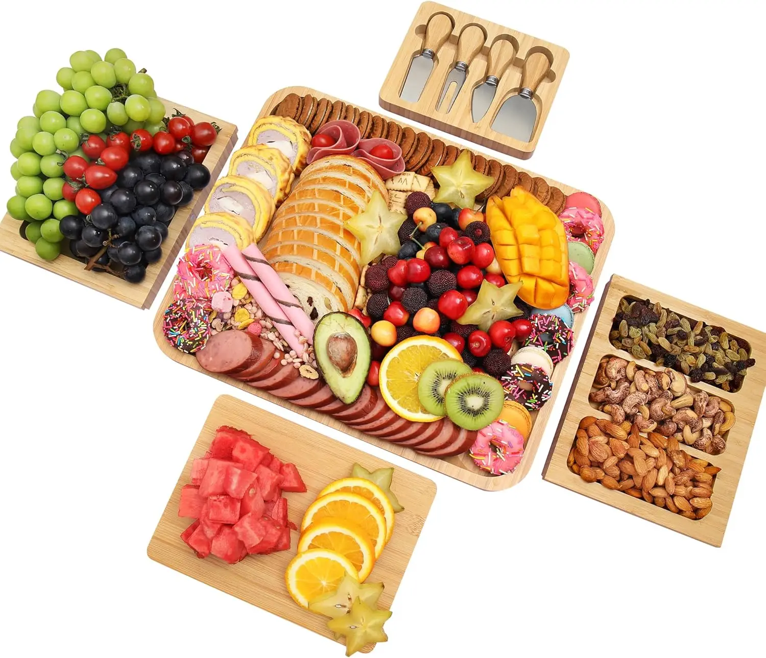 

Набор подносов для сыра из нержавеющей стали с планками и мисками, идеальный подарок на новоселье или свадьбу