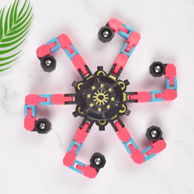 Transformable  Fingertip Sensory Mechanical Fidget Spinner Hand Gyro Toy Bicycle Chain Decompression Rotating Deformed Spinner