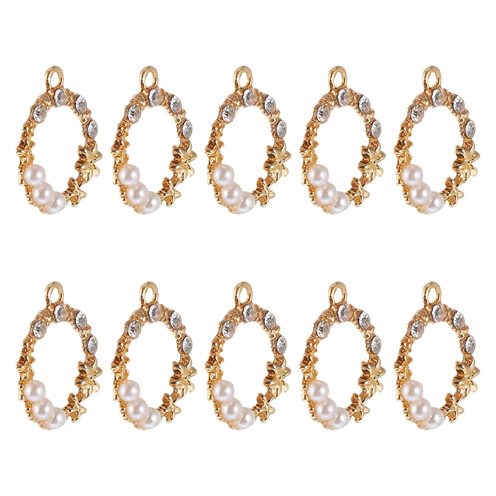 

10Pcs Pearl Alloy Pendants Delicate DIY Jewelry Charms Necklace Hair Accessories Handmade Keychain Decorative Gift Supplies